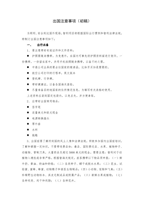 出国注意事项(初稿)