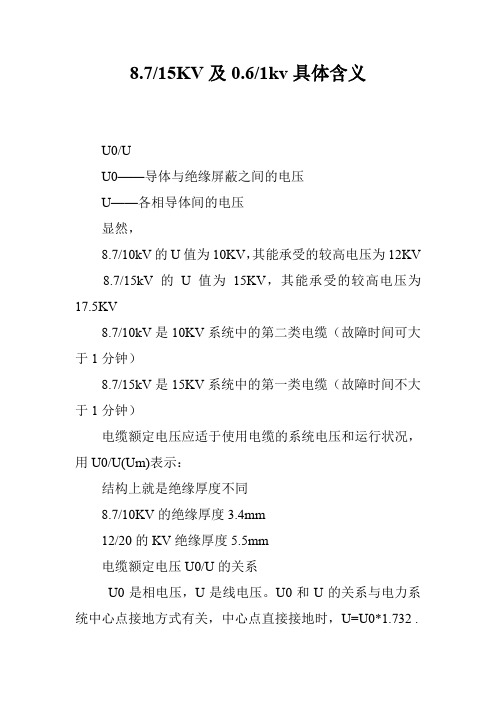 8.7-15KV及0.6-1kv具体含义