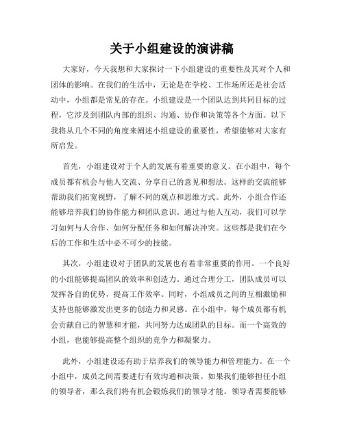 关于小组建设的演讲稿
