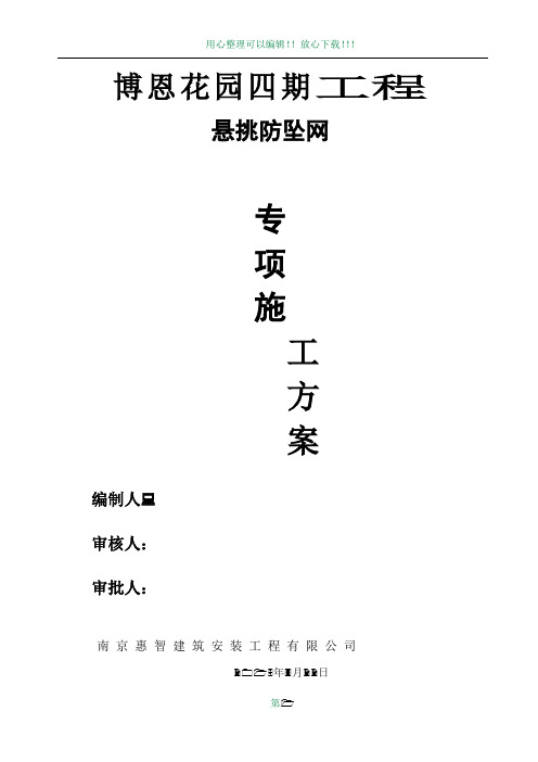 悬挑防坠网安全施工方案