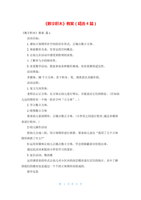 《数字积木》教案(精选4篇)