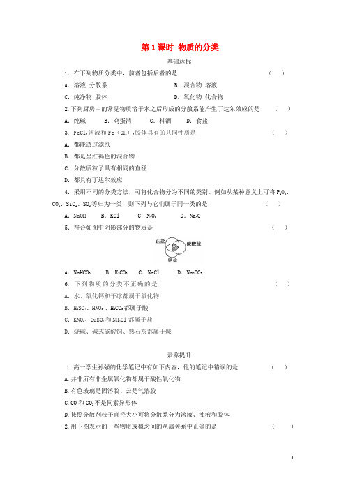2021高中化学第一章物质及其变化 课后精练含解析新人教版必修1