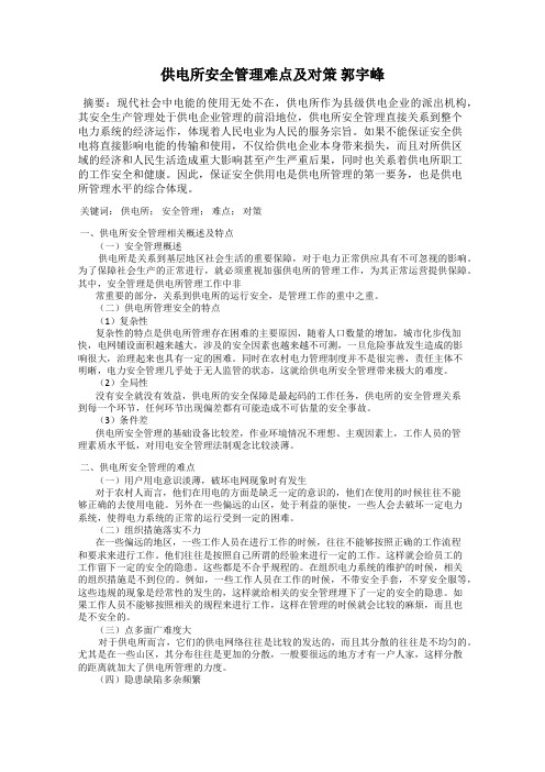 供电所安全管理难点及对策 郭宇峰