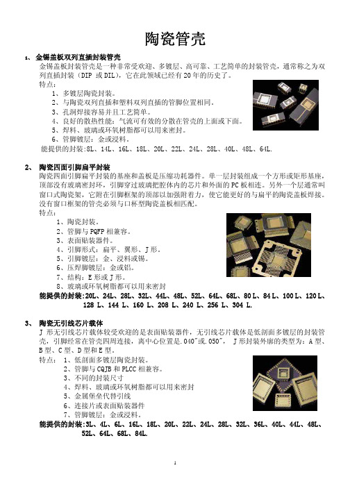 陶瓷管壳汇总