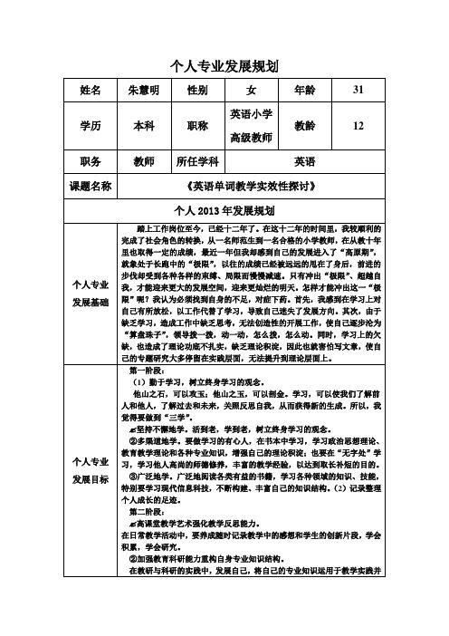 个人专业发展规划(朱慧明)