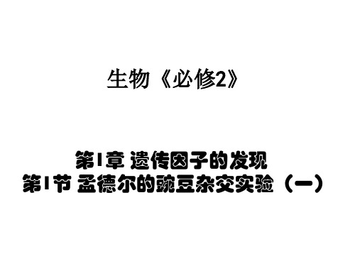 高一生物孟德尔的豌豆杂交实验3(2019年新版)