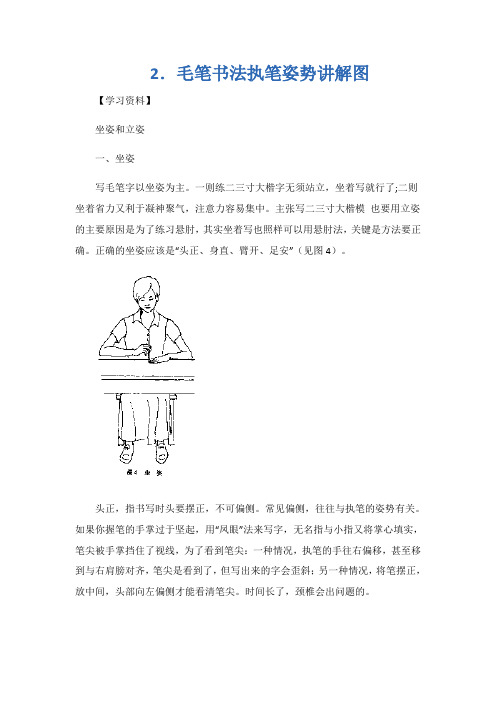 2.毛笔书法执笔姿势讲解图