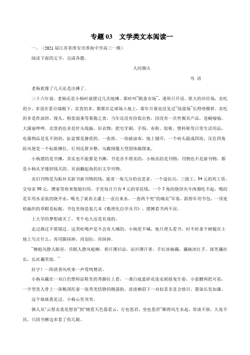 专题03  文学类文本阅读一     原卷版