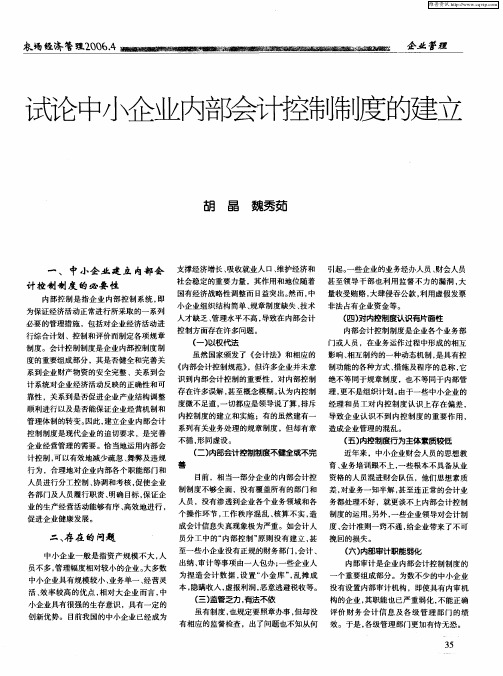 试论中小企业内部会计控制制度的建立