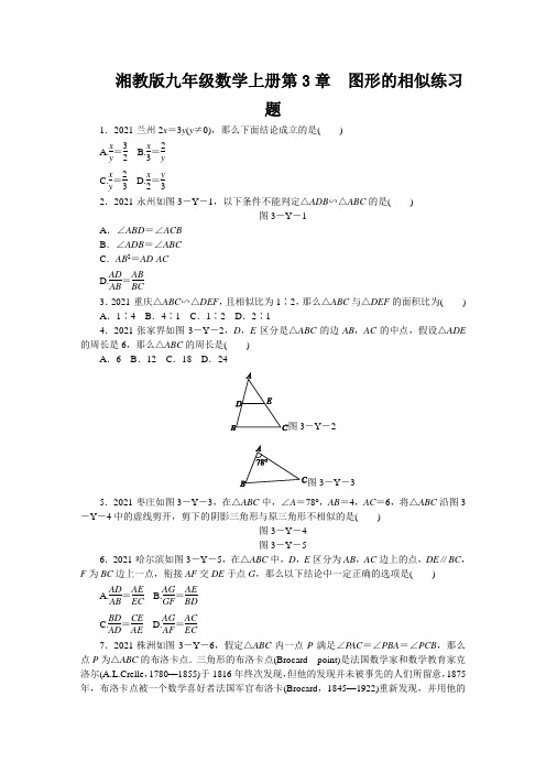 湘教版九年级数学上册第3章 图形的相似练习题