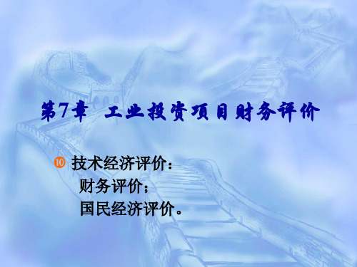 工业投资项目财务评价