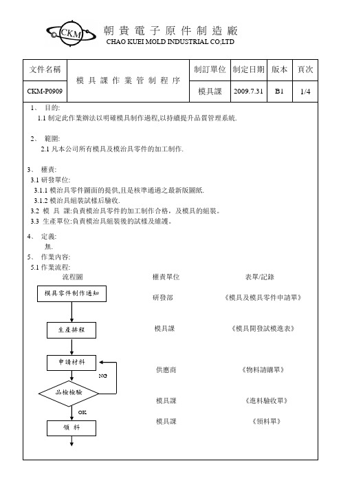 模具作业管制程序