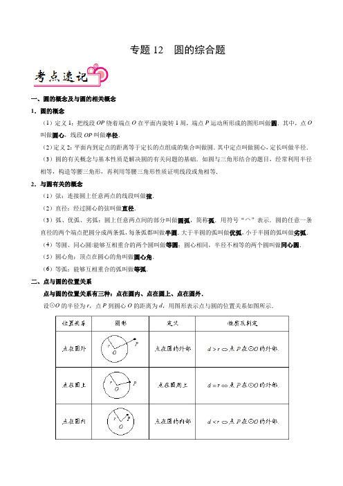 专题12 圆的综合题(解析版)