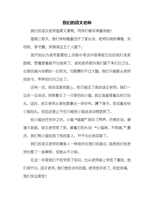 写人作文：我们的语文老师作文450字