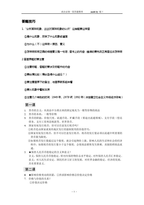 政治必修一简答题整理2