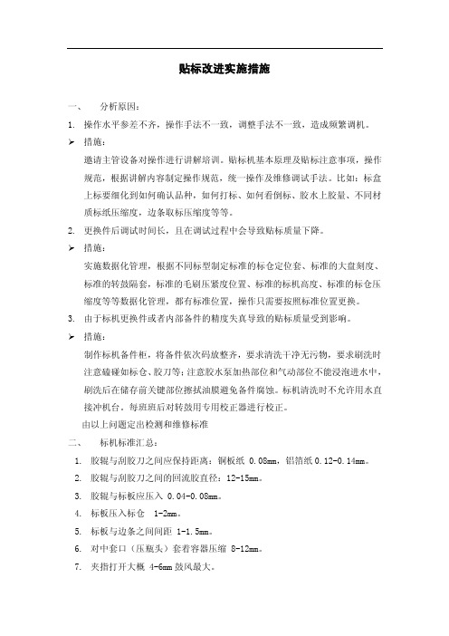 贴标改进实施措施