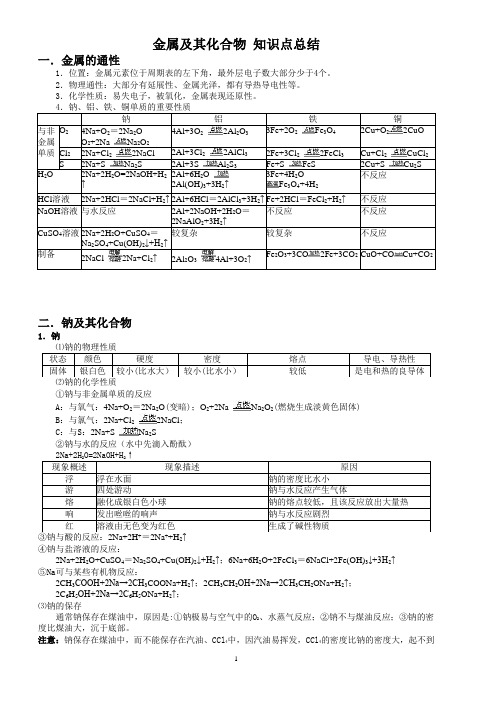 金属及其化合物知识点总结