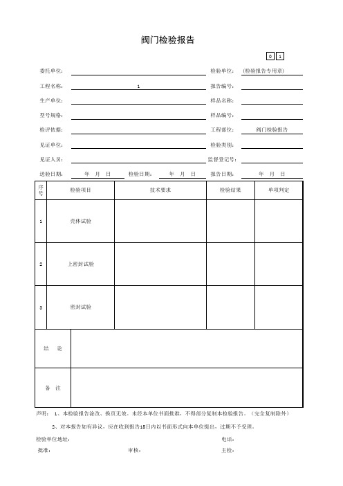 阀门检验报告