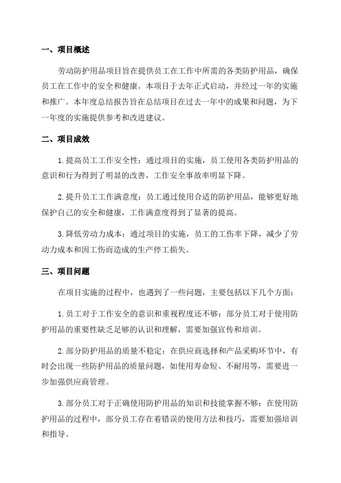 劳动防护用品项目年度总结报告