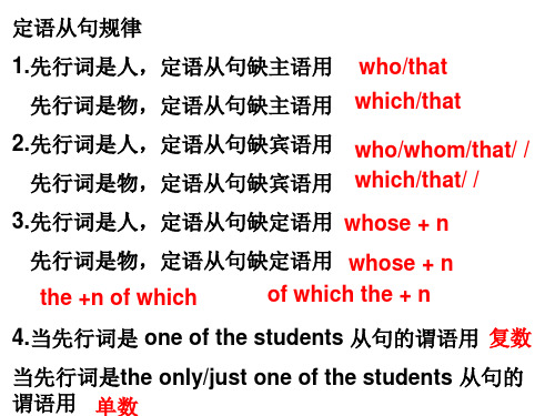 定语从句的规律及练习