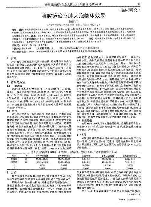 胸腔镜治疗肺大泡临床效果