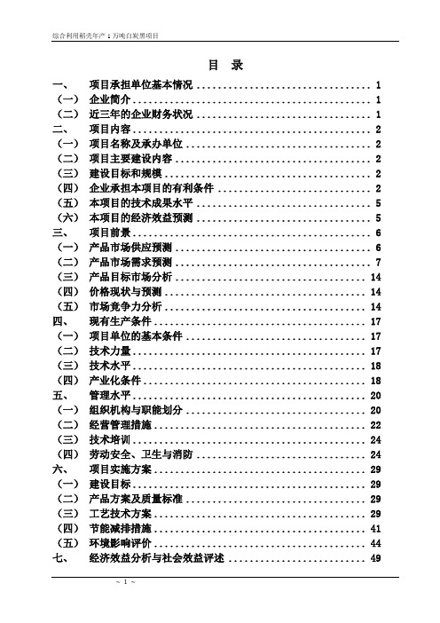 利用稻壳生产白炭黑项目计划书