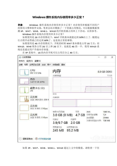 Windows操作系统内存使用率多少正常？