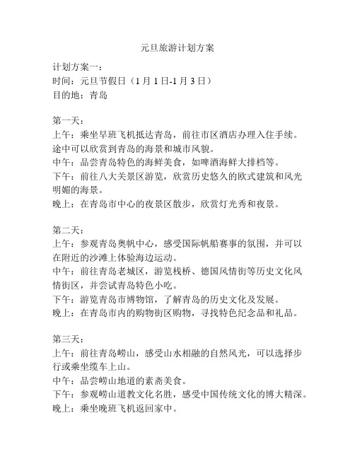 元旦旅游计划方案