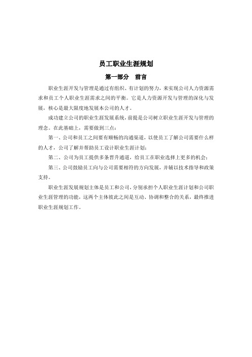 XX积成电子股份有限公司员工职业生涯设计