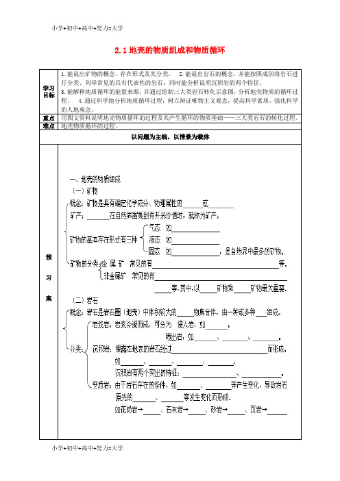 配套K12陕西省蓝田县高中地理 第二章 自然环境中的物质运动和能量交换 2.1 地壳的物质组成和物质
