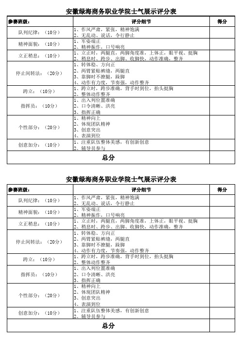 士气展示评分标准