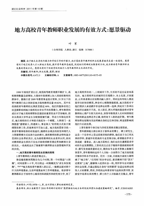 地方高校青年教师职业发展的有效方式：愿景驱动