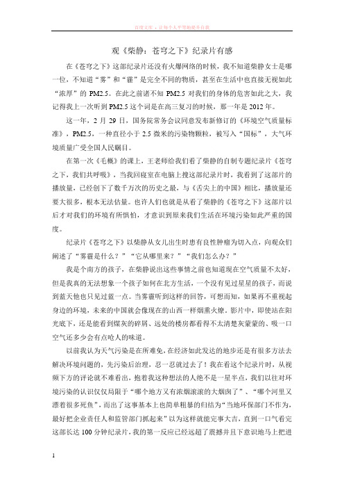 观柴静：苍穹之下纪录片有感