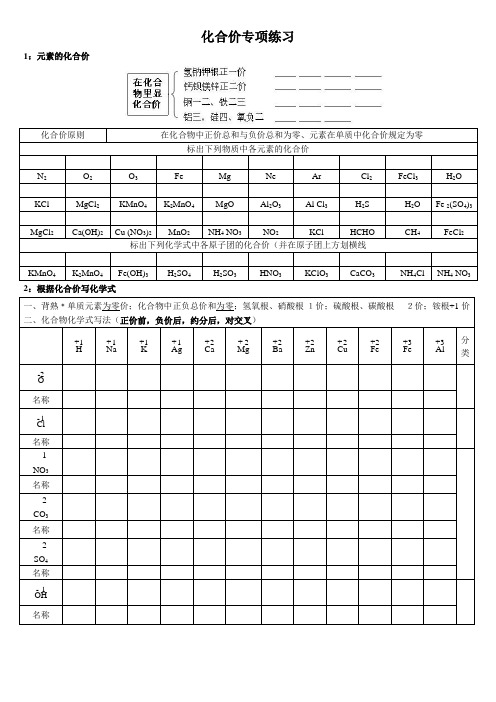 九年级化学 化合价专项练习