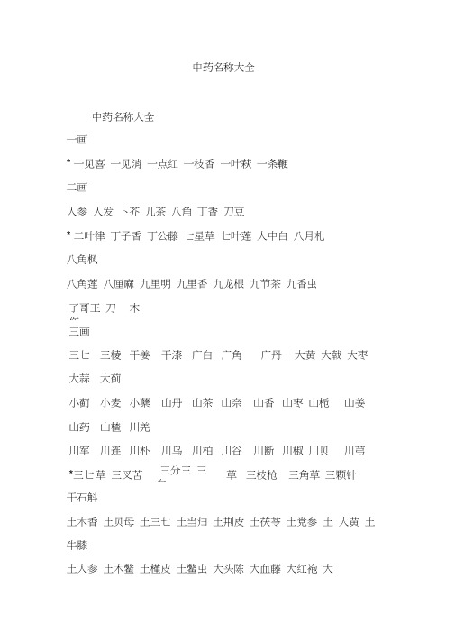 中药名称大全