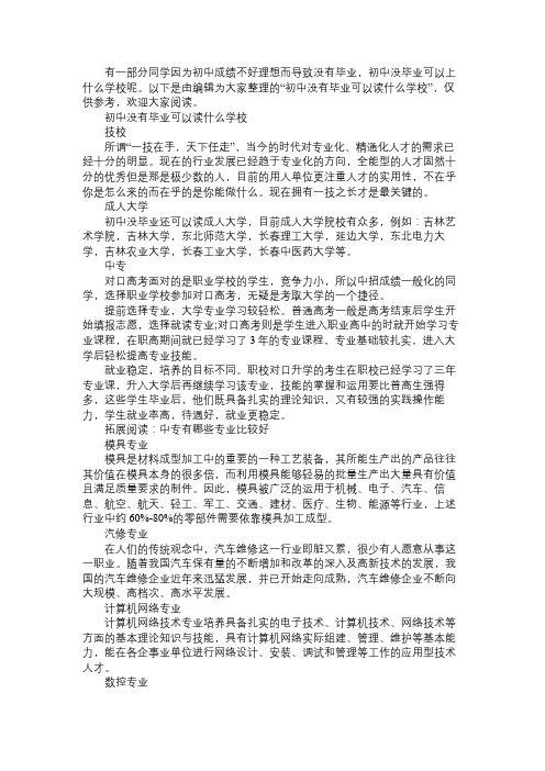 初中没有毕业可以读什么学校