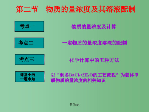 高考化学一轮复习 第一章 化学计量在实验中的应用 第二节 物质的量浓度及其溶液配制 新人教版