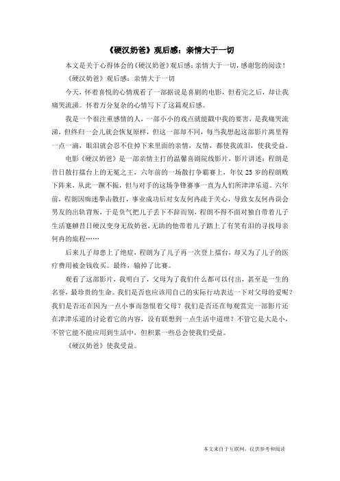 《硬汉奶爸》观后感：亲情大于一切_心得体会