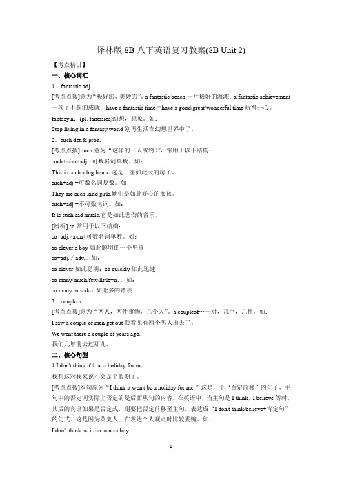 译林版8B八下英语复习教案(8B Unit 2)
