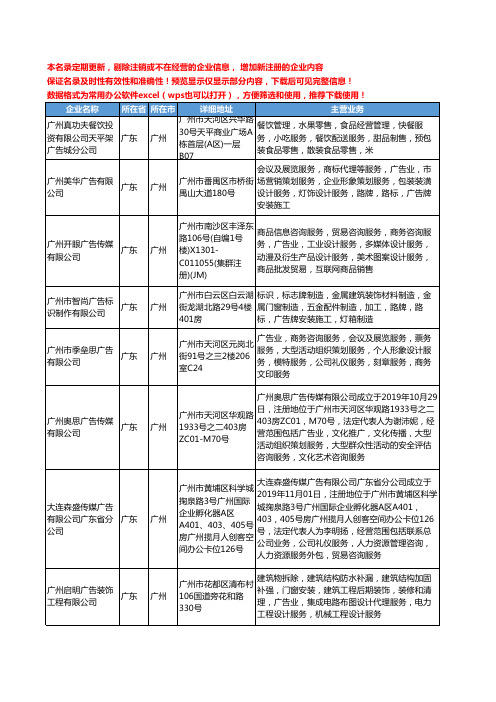 新版广东省广州广告服务工商企业公司商家名录名单联系方式大全399家