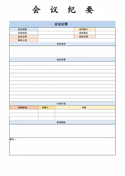 会议记录会议纪要表格(5篇) (2)