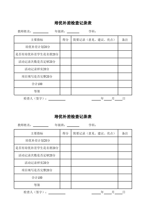 听课记录检查记录表