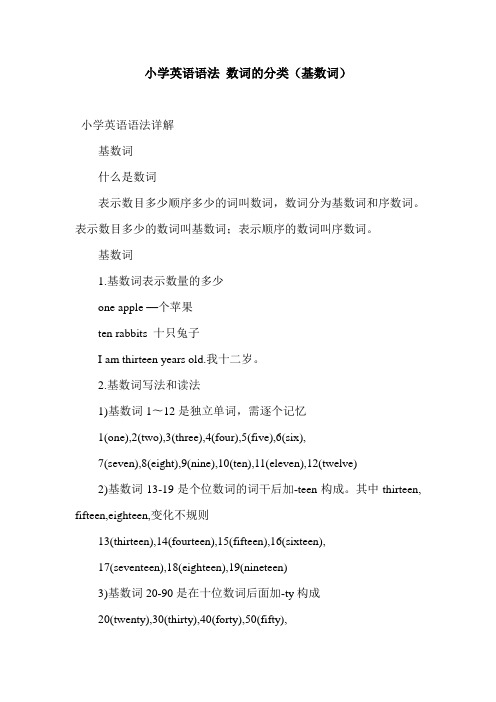 小学英语语法  数词的分类(基数词)