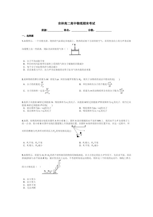吉林高二高中物理期末考试带答案解析
