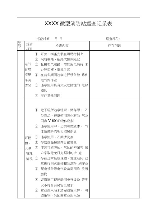 微型消防站巡查记录表