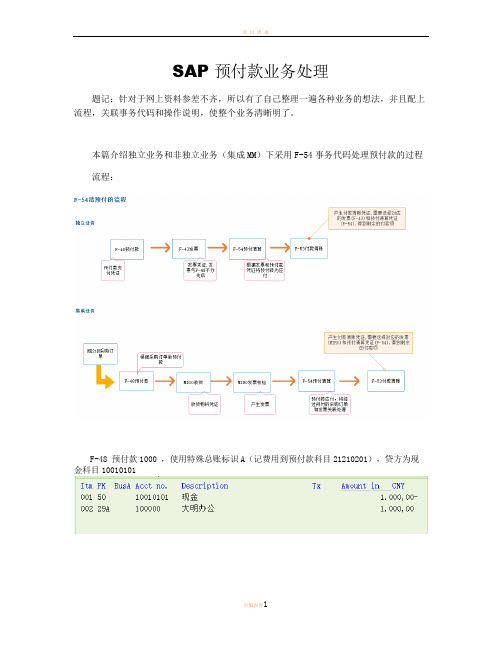 SAP F-54预付款业务处理