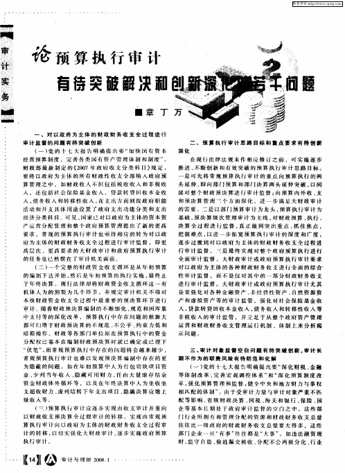 论预算执行审计有待突破解决和创新深化的若干问题