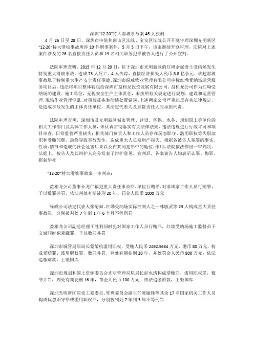 深圳“12.20”特大滑坡事故案45人获刑