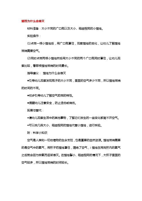 幼儿科学小游戏-蜡烛为什么会熄灭