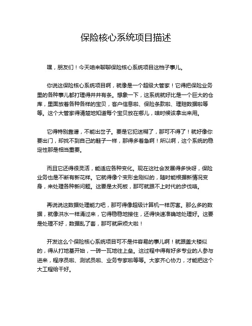保险核心系统项目描述